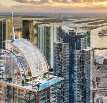 Rendering of Downtown Miami with Paramount Miami Worldcenter and Legacy Hotel & Residences