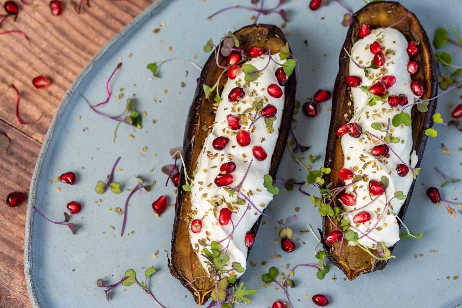 Doya’s Eggplant with Strained Yogurt & Pomegranate