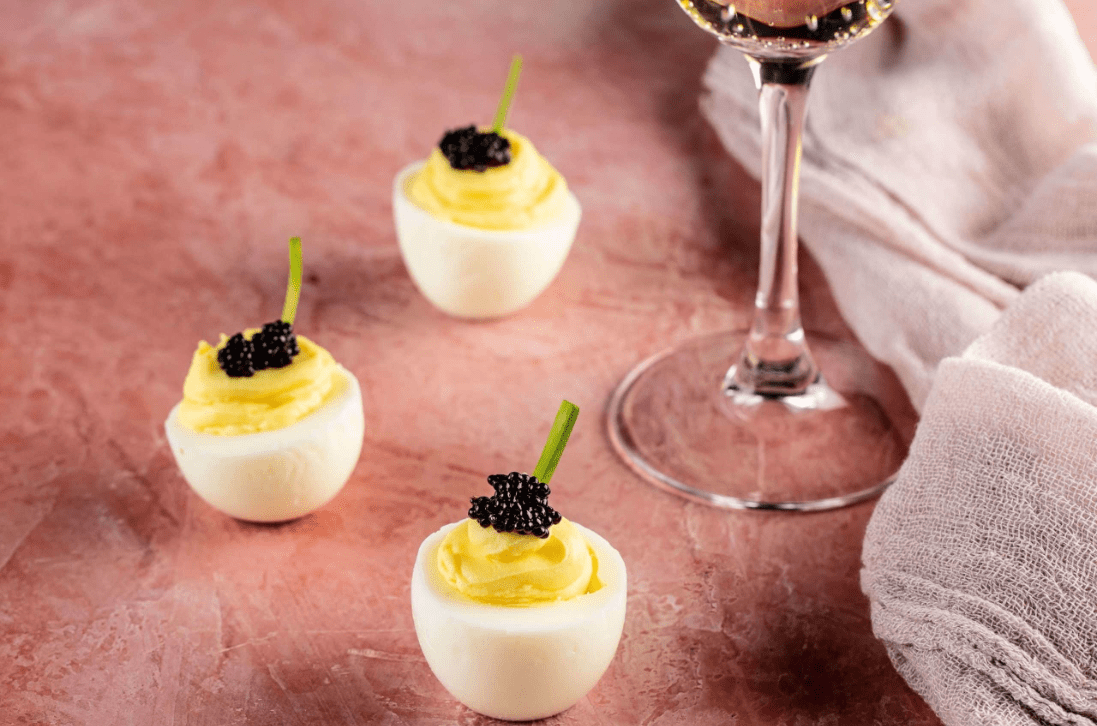 Icebox Cafe’s Caviar Deviled Eggs Parfait