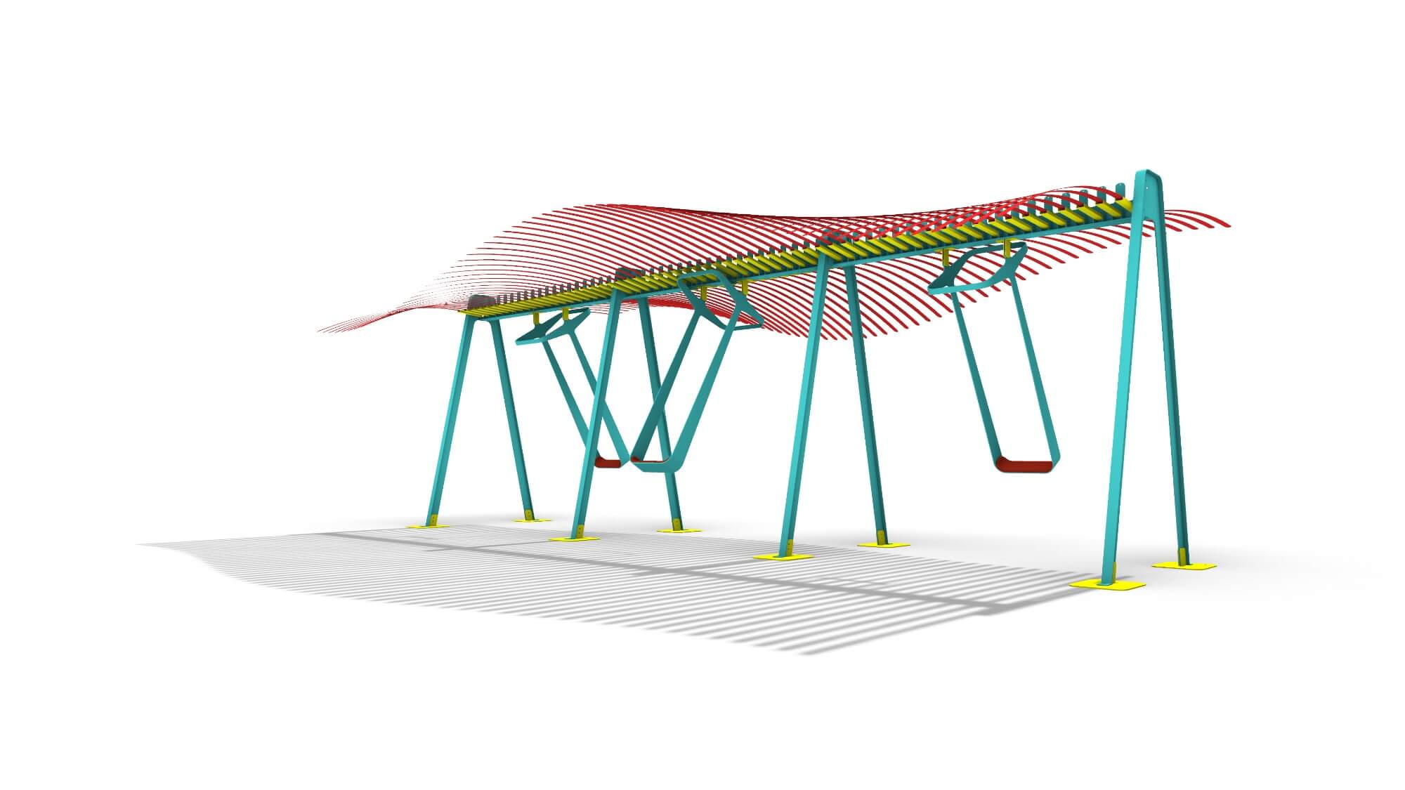 Art Is Everywhere 4 Rendering of swings, part of gt2P’s Conscious Actions, 2020 Miami Design District commission