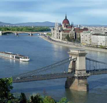 The Viking Longship sails through Budapest