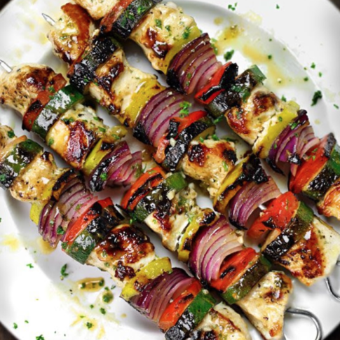 Delicious Mediterranean Chicken and Vegetable Skewers Recipe From Renowned MediterrAsian Cookbook Authors