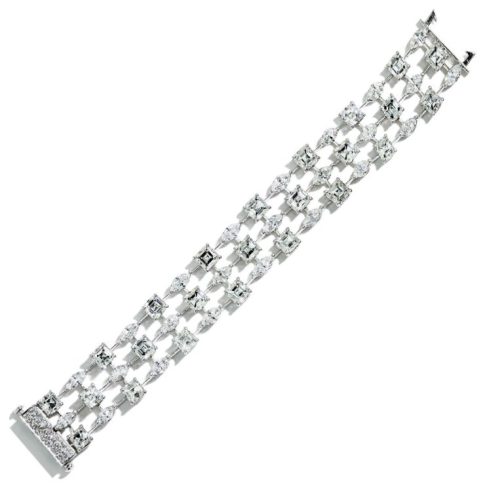 25ctw Mixed Fancy Three Row Shape Diamond Bracelet With Asscher and Marquise Diamonds