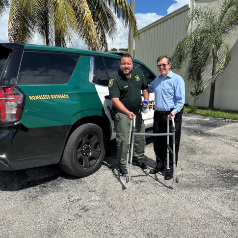 Special Needs Group Donates Walker to Broward County Sheriff Office’s Homeless Outreach Unit