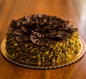 Flourless Chocolate Cake with Pistachio Praline