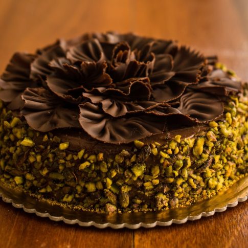 Flourless Chocolate Cake with Pistachio Praline