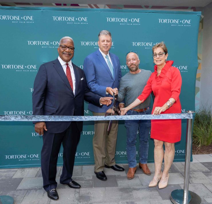 Keith James, Mayor of West Palm Beach; Kelly Brannen, Tortoise Properties Chairman and Co-Founder; Jake Geleerd, Tortoise Properties CEO and Co-Founder; Maria Marino, Vice Mayor of Palm Beach