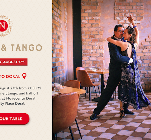 Novecento at CityPlace Doral to Host Tango Tuesday Show on August 27