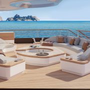 Moonflower Luxury Yacht with Expansive Beach Club, Pool, and Swim Platform