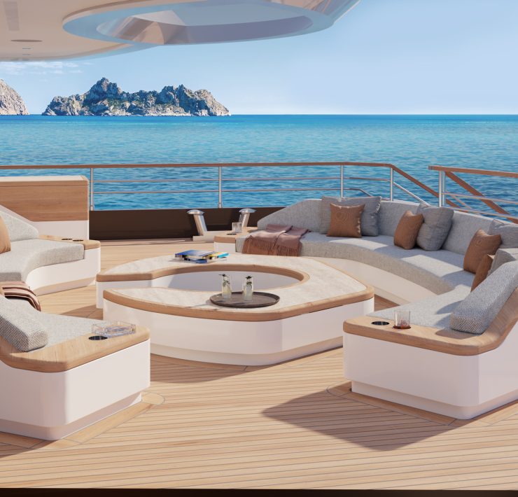 Moonflower Luxury Yacht with Expansive Beach Club, Pool, and Swim Platform