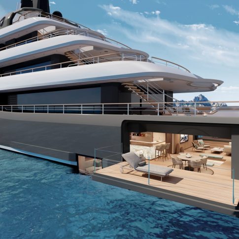 Moonflower Luxury Yacht with Expansive Beach Club, Pool, and Swim Platform