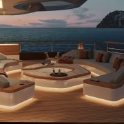 Moonflower Luxury Yacht with Expansive Beach Club, Pool, and Swim Platform