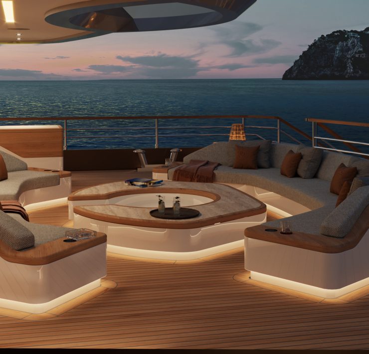 Moonflower Luxury Yacht with Expansive Beach Club, Pool, and Swim Platform