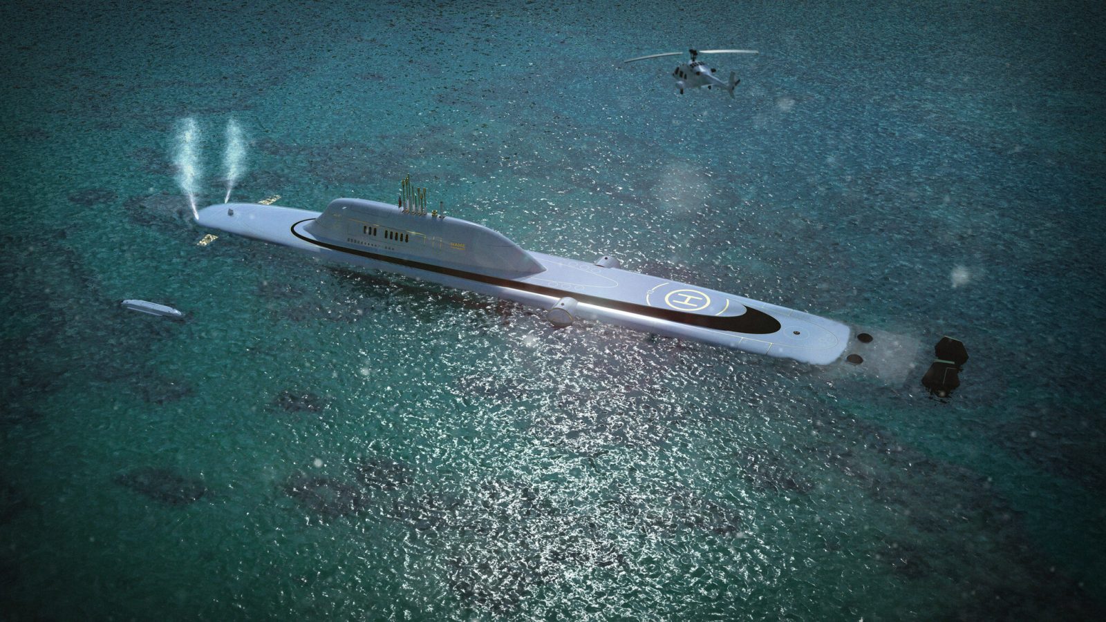 Migaloo M5 Private Submersible Superyacht with Luxury Amenities and Submerged Depth"