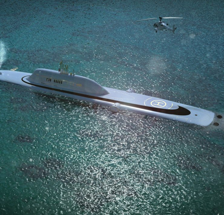 Migaloo M5 Private Submersible Superyacht with Luxury Amenities and Submerged Depth"