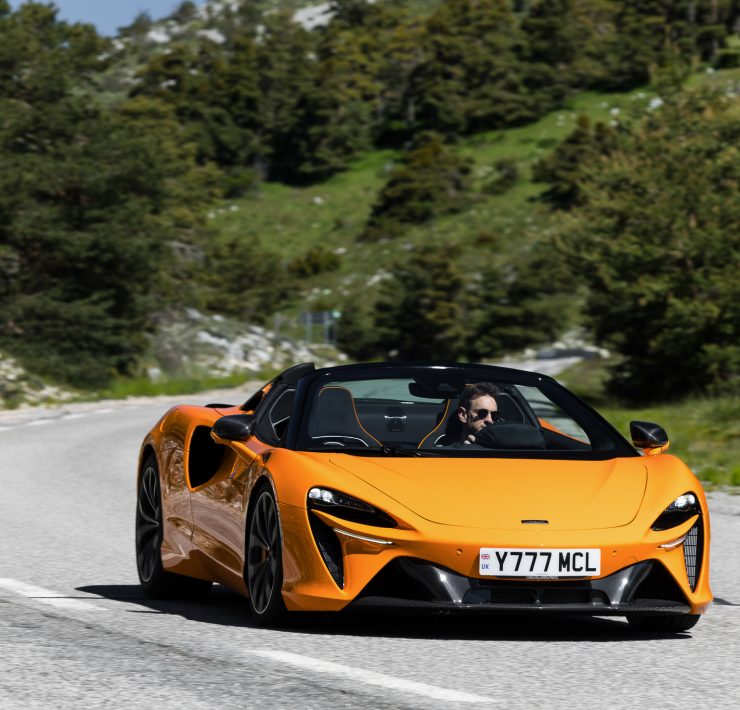 2025 McLaren Artura Spider with 671 horsepower and efficient hybrid engine