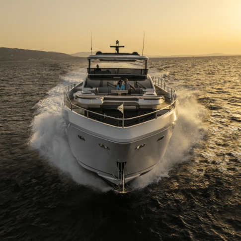 Pearl 82 Luxury Yacht with Raised Pilothouse, Sun Pad, and Hot Tub