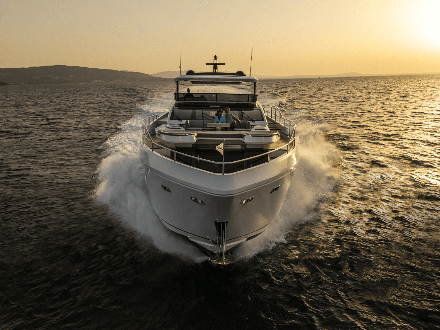 Pearl 82 Luxury Yacht with Raised Pilothouse, Sun Pad, and Hot Tub