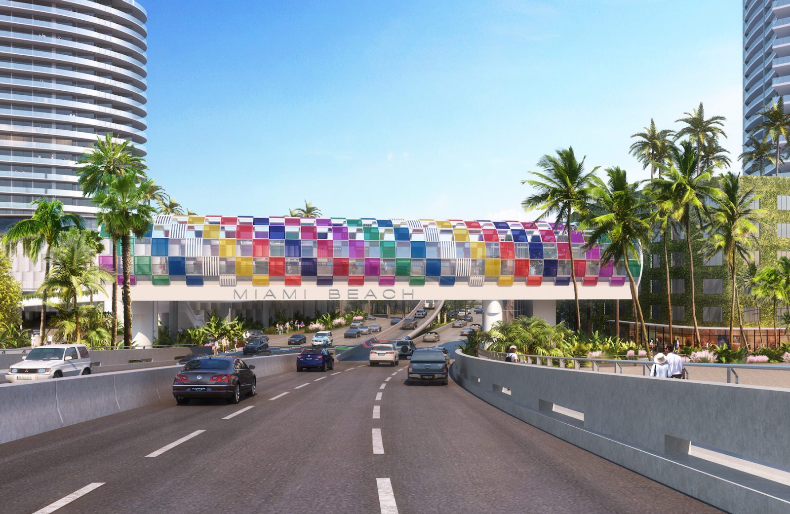 Miami Beach Fifth Street Pedestrian Bridge at South Beach Entrance