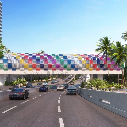 Miami Beach Fifth Street Pedestrian Bridge at South Beach Entrance