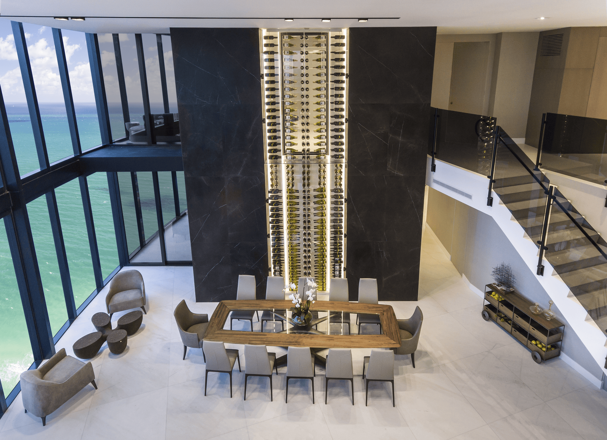 South Florida Lifestyle Magazine for Luxury Decor &amp; Finishes,Top Miami Designers,Dragon Cellars Custom-built 400-bottle wine cellar at Porsche Tower