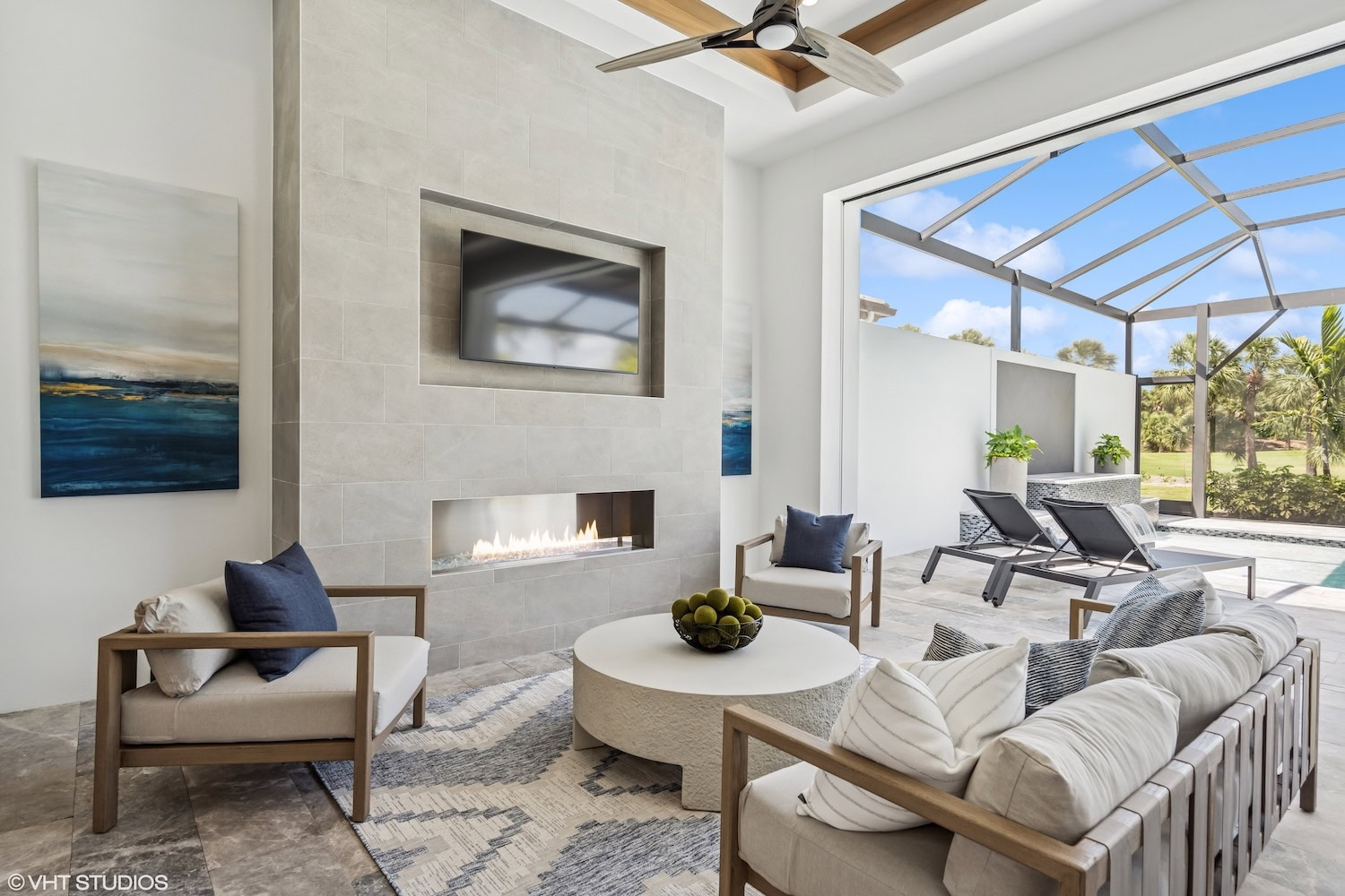 The Ashton at Miromar Lakes - exterior living space, coastal design