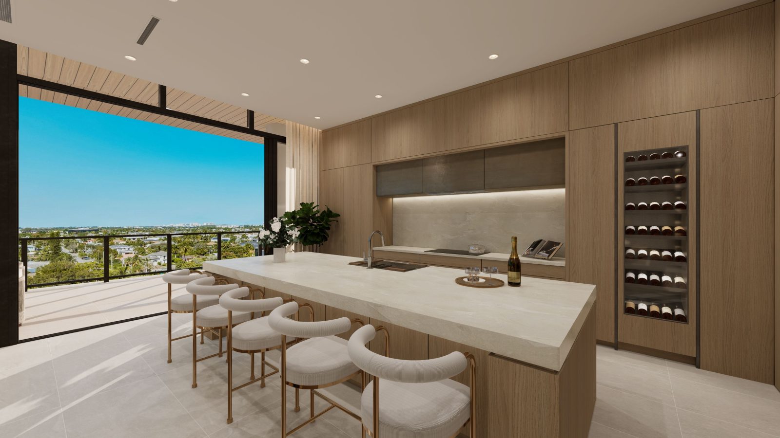 Glass House Boca Raton - bar area with wine storage