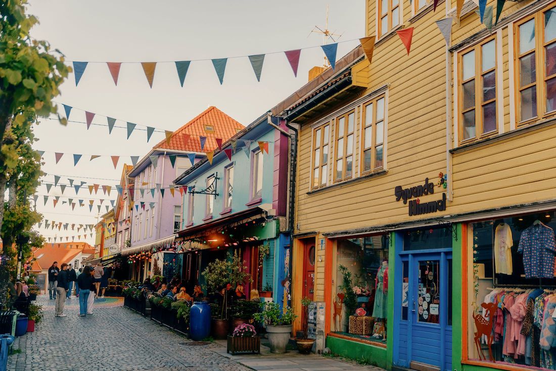Up Norway - small town, colorful shopfronts