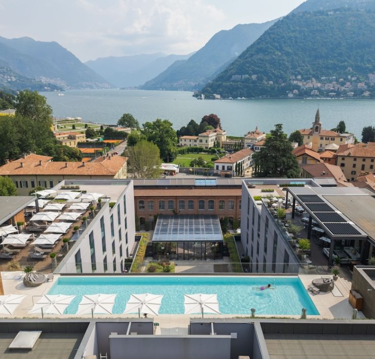 drone view from Hilton Lake Como