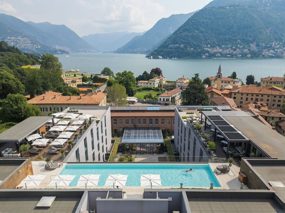 drone view from Hilton Lake Como