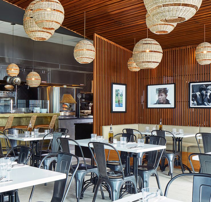 Main dining room of The Alley restaurant at The Betsy Hotel Miami Beach with modern Italian design and ambient lighting.