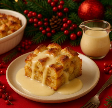 Eggnog Bread Pudding with Warm Vanilla Cream Sauce Ingredients — Bread Pudding