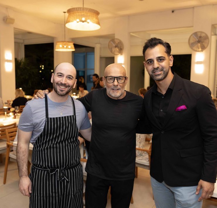 Chef Sam Levenfeld, Chef Claudio Lobina, and Rishi Idnani at the exclusive Continuum and K’Far culinary collaboration in Miami Beach.