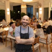 Chef Sam Levenfeld of K’Far Brooklyn with Continuum residents during private dinner event at The Patio, Miami Beach.