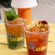 Signature tropical cocktails served at Lakou Miami’s bar, blending Haitian-inspired flavors and island vibes.