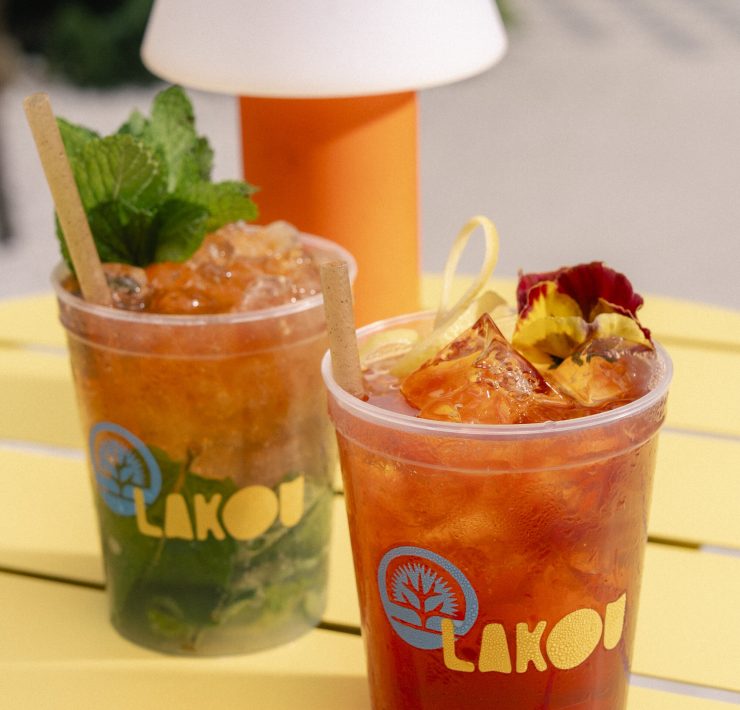 Signature tropical cocktails served at Lakou Miami’s bar, blending Haitian-inspired flavors and island vibes.