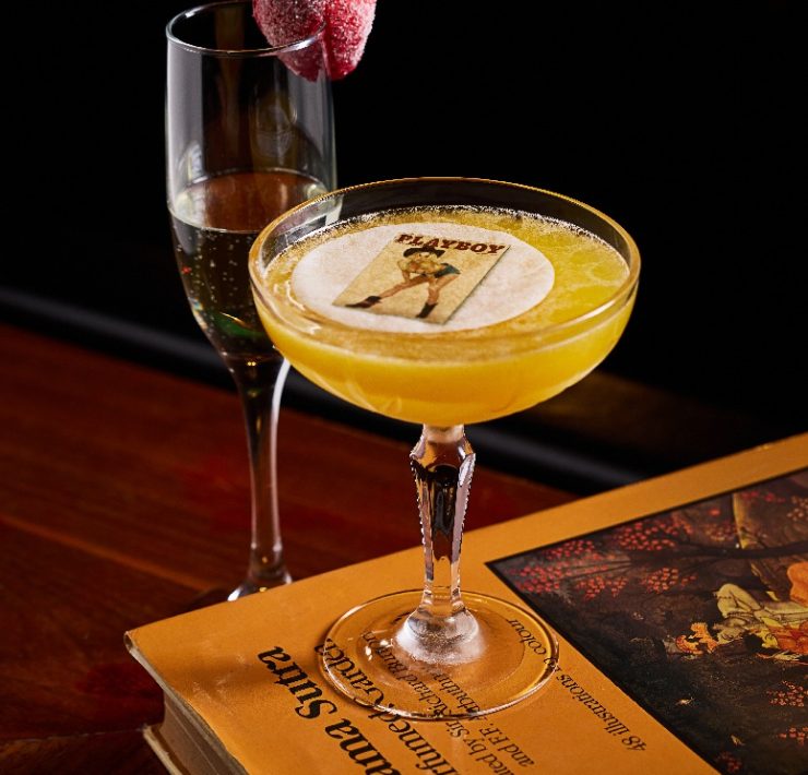 Porn Star Martini from Mama Tried’s new 2025 cocktail menu featuring vodka, passion fruit puree, vanilla, and a sidecar of bubbles.