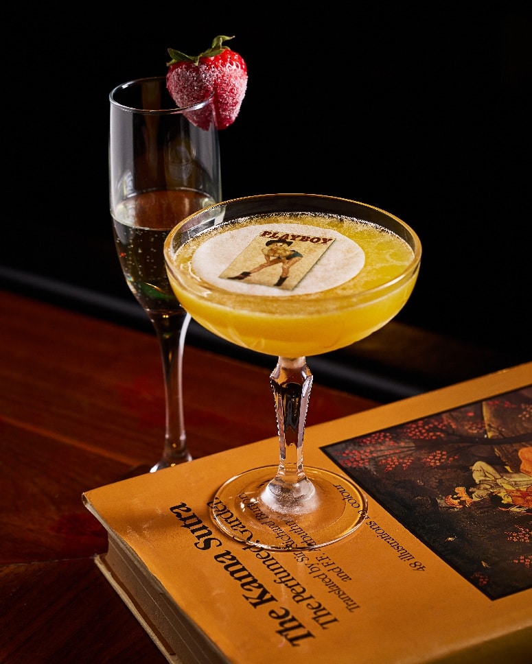 Porn Star Martini from Mama Tried’s new 2025 cocktail menu featuring vodka, passion fruit puree, vanilla, and a sidecar of bubbles.