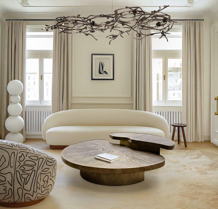 Rose Oval Chandelier and Myth Coffee Table by KOKET