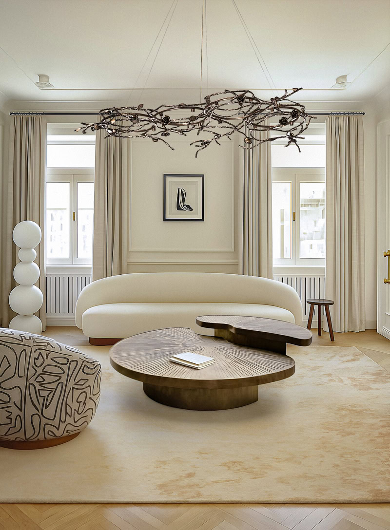 Rose Oval Chandelier and Myth Coffee Table by KOKET