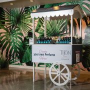 Tijon pop-up perfume cart offering custom fragrance creation experience in Miami.