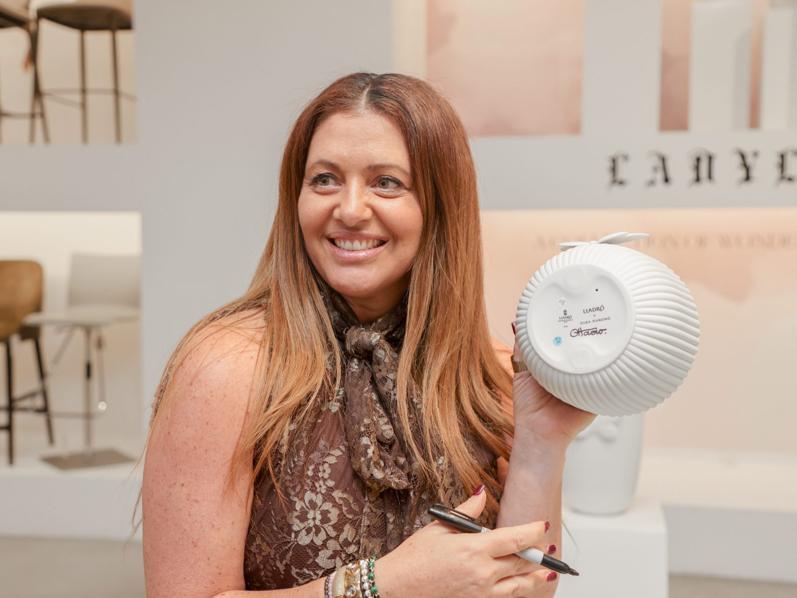 Olga Hanono celebrating the launch of her latest collection