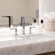 Sleek stone counters at the Glass House Boca Raton sales gallery