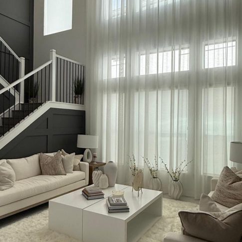 Living room drapery courtesy of Shades & Design Studio
