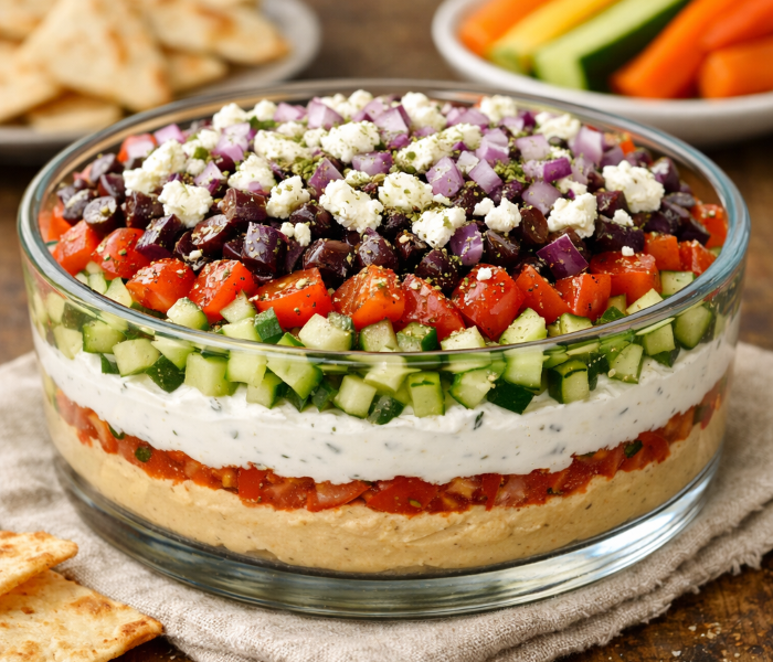 7 layer Greek dip small by Sufrat Grill