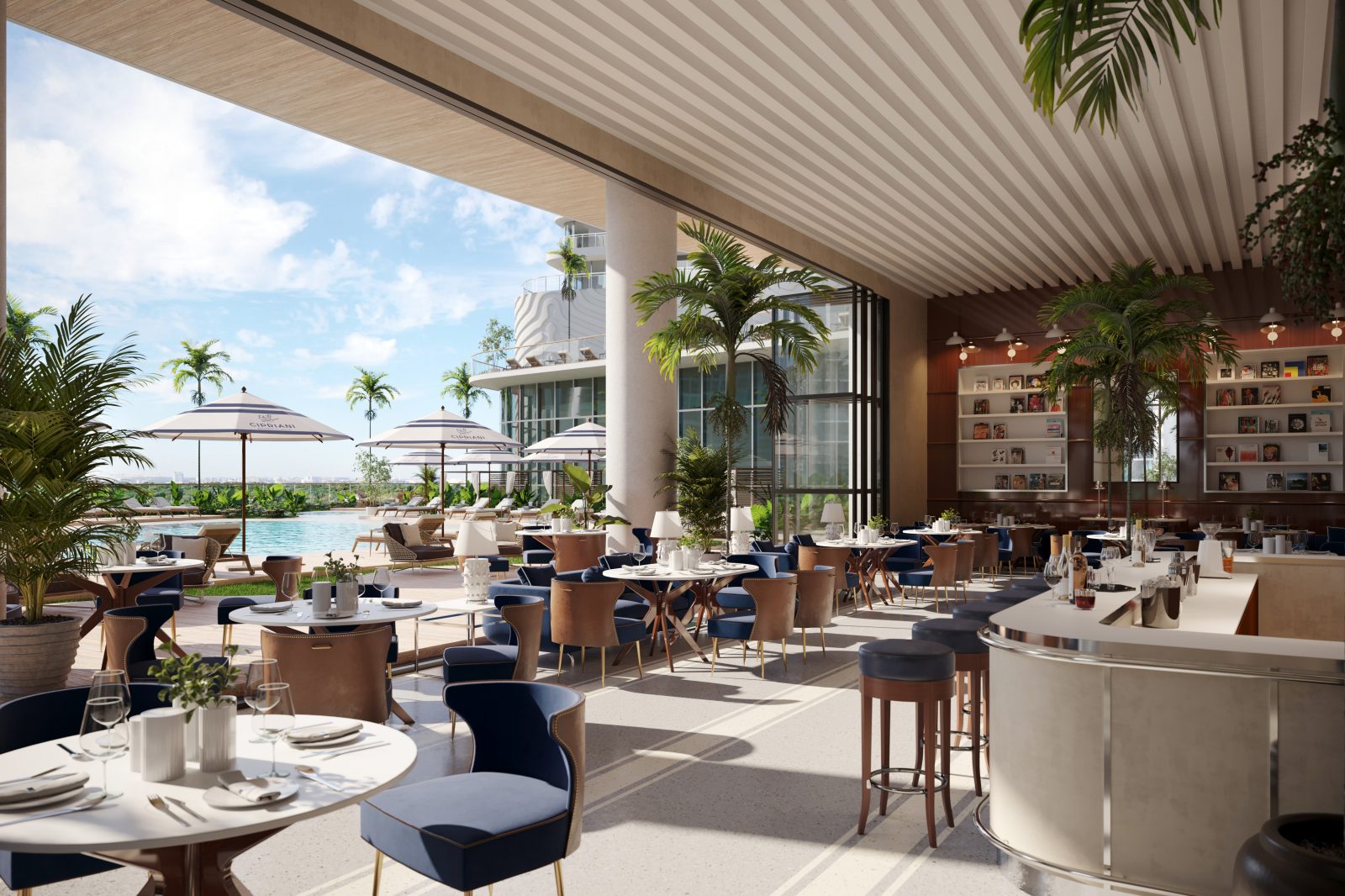 Poolside restaurant at Cipriani Residences Miami