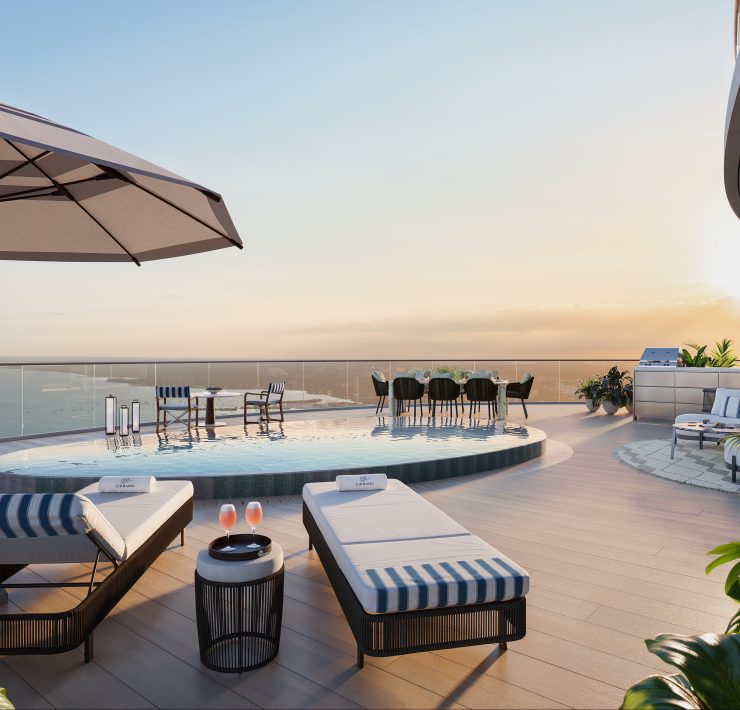 Poolside lounge at Cipriani Residences Miami