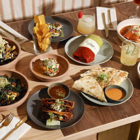 Delicious spread of plant-based dishes served at Jajaja Mexicana