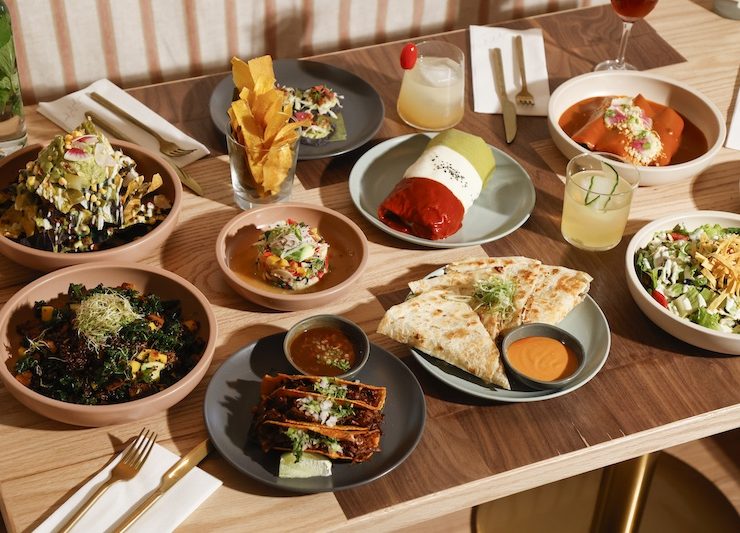 Delicious spread of plant-based dishes served at Jajaja Mexicana