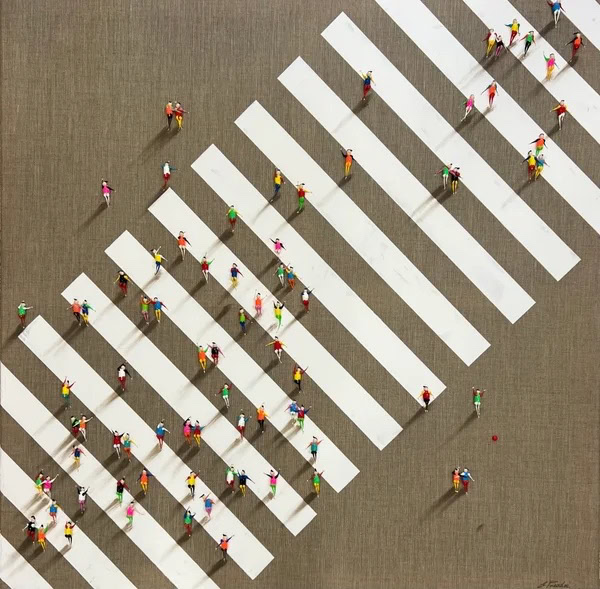 mecenavie gallery eka peradze freedom people crosswalk 41x41 acrylic on canvas1zap7vxc